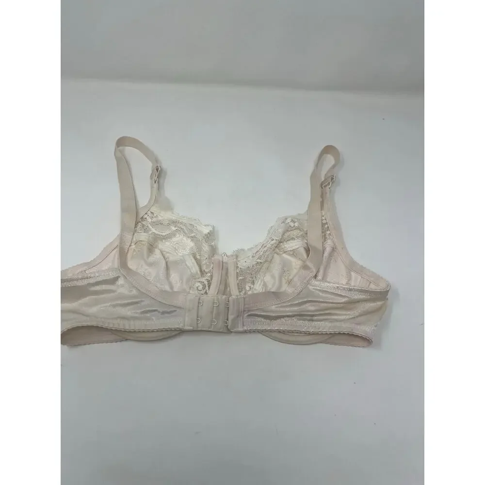 Vintage Vtg Wacoal 85196 Embroidered Floral Bra Lace Unlined UW Womens 34D Beige